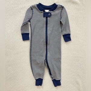 Hanna Andersson Navy and White Striped Zippered Footie Sleeper